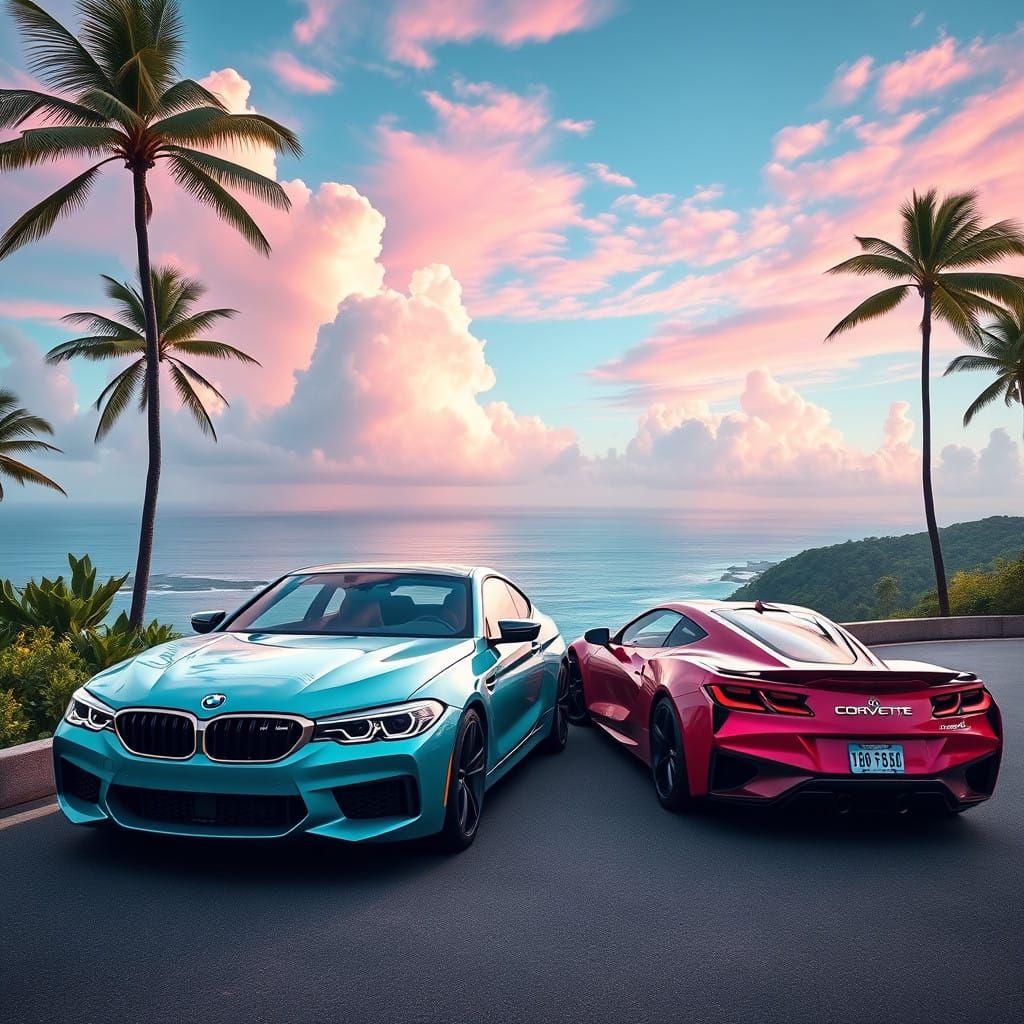 BMW and Corvette Duo on Brazilian Coastal Road