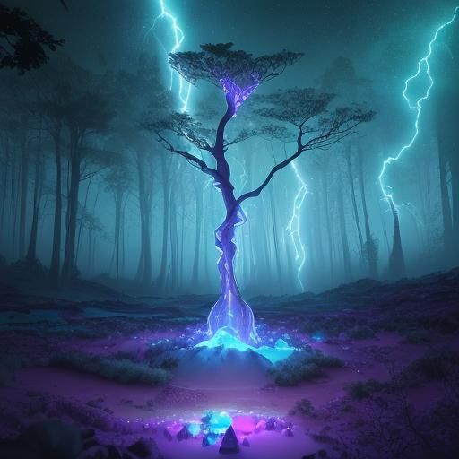 Fantasy Mars Forest with Bioluminescent Roses