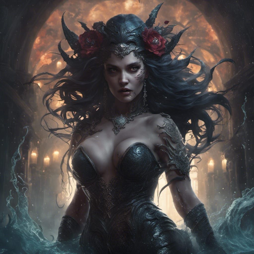 Vampiric Mermaid in Dark Fantasy Concept Art