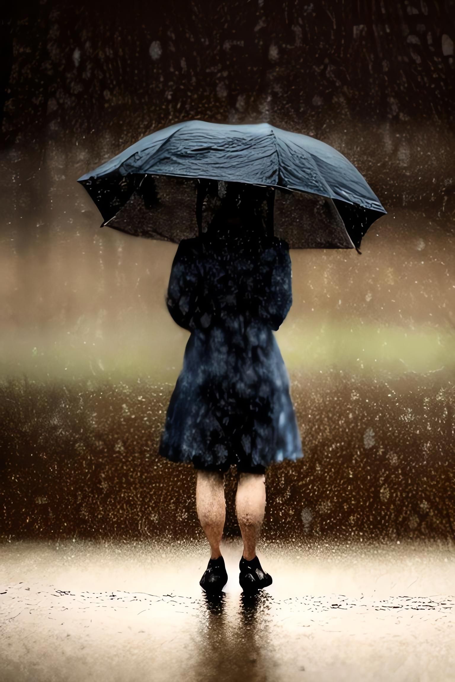 Obscured Figure in Rain: Detailed 8K Masterwork