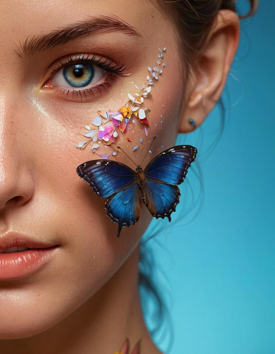 Woman with Butterfly: Art Nouveau Portrait