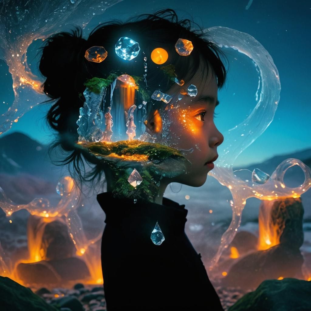 Ethereal Child Portrait with Crystalline Tears