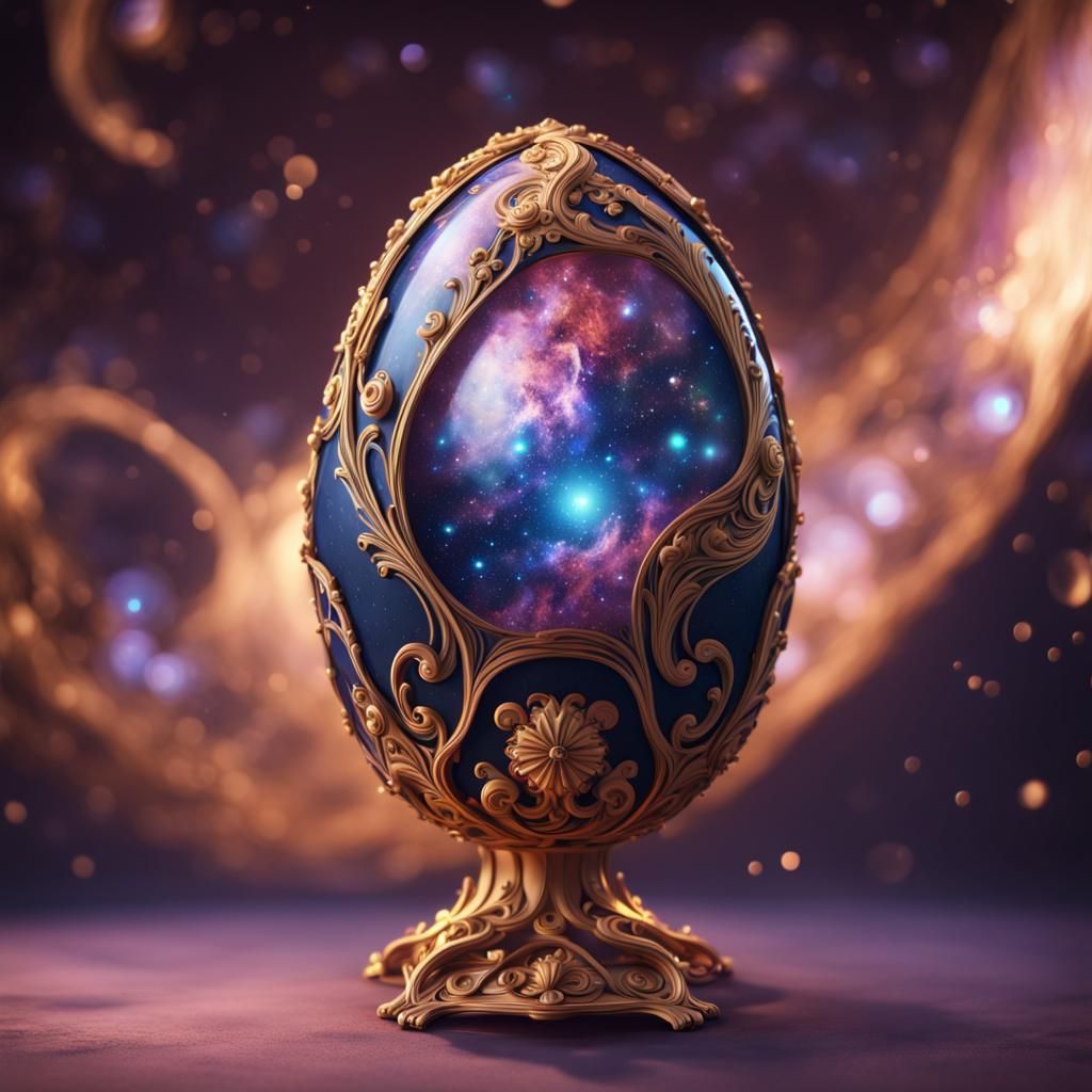 Faberge Egg with Swirling Galaxy Inside