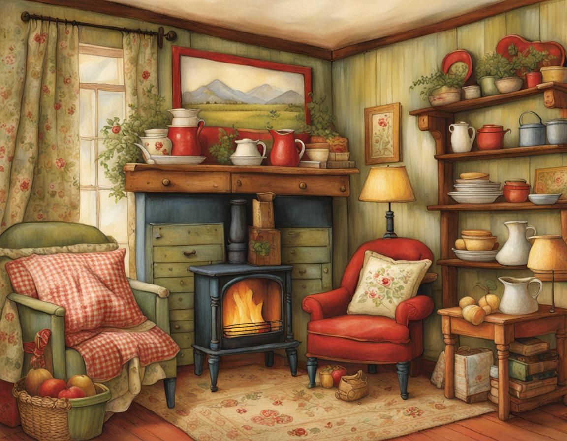 Charming Cozy Home Interior Illustration
