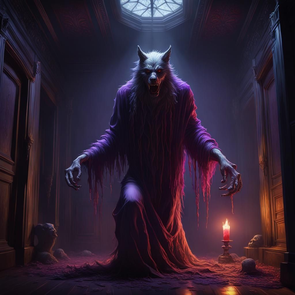 Scary Ghost and Werewolf Dark Fantasy Concept Art