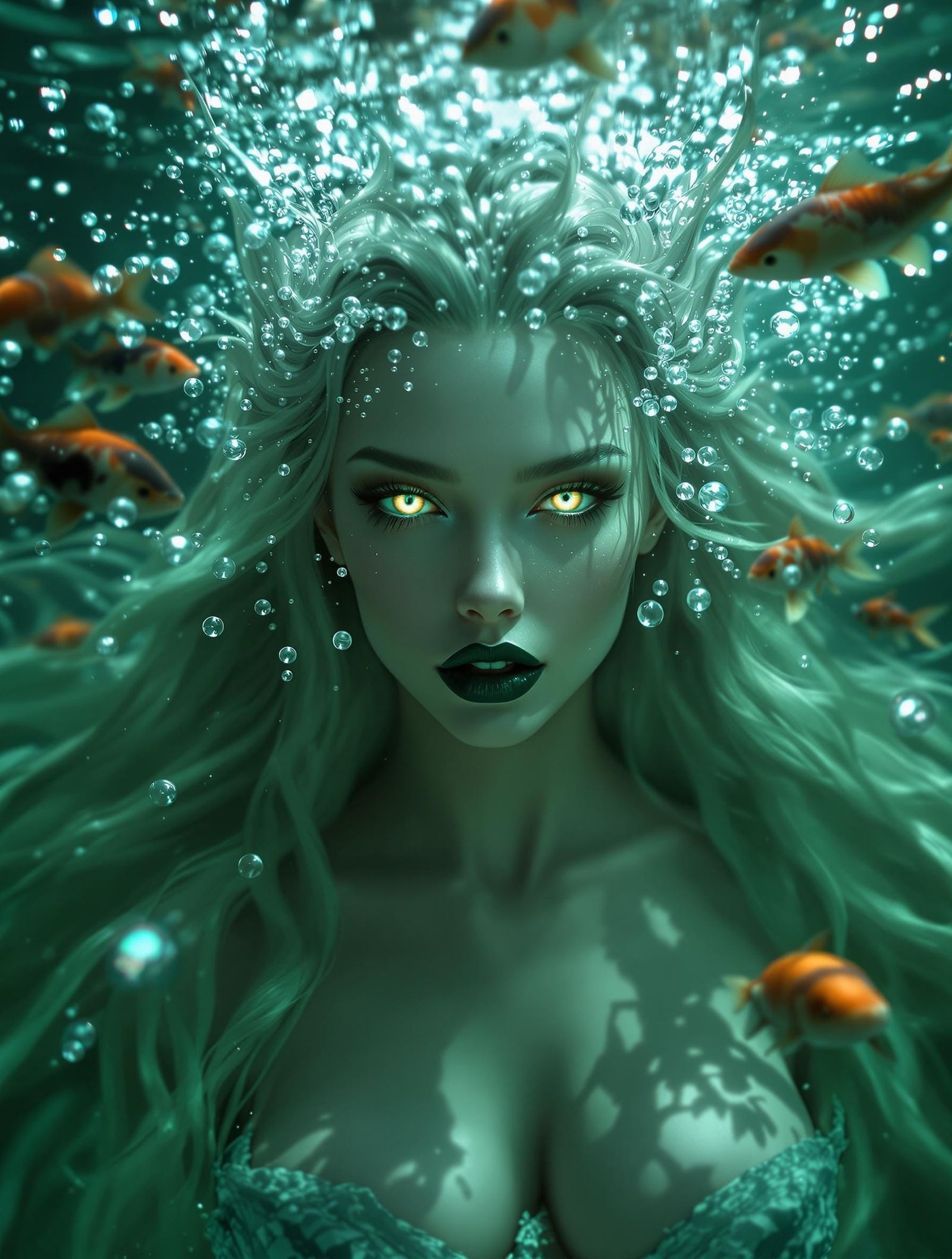 Voluptuous Siren with Enchanted Gaze