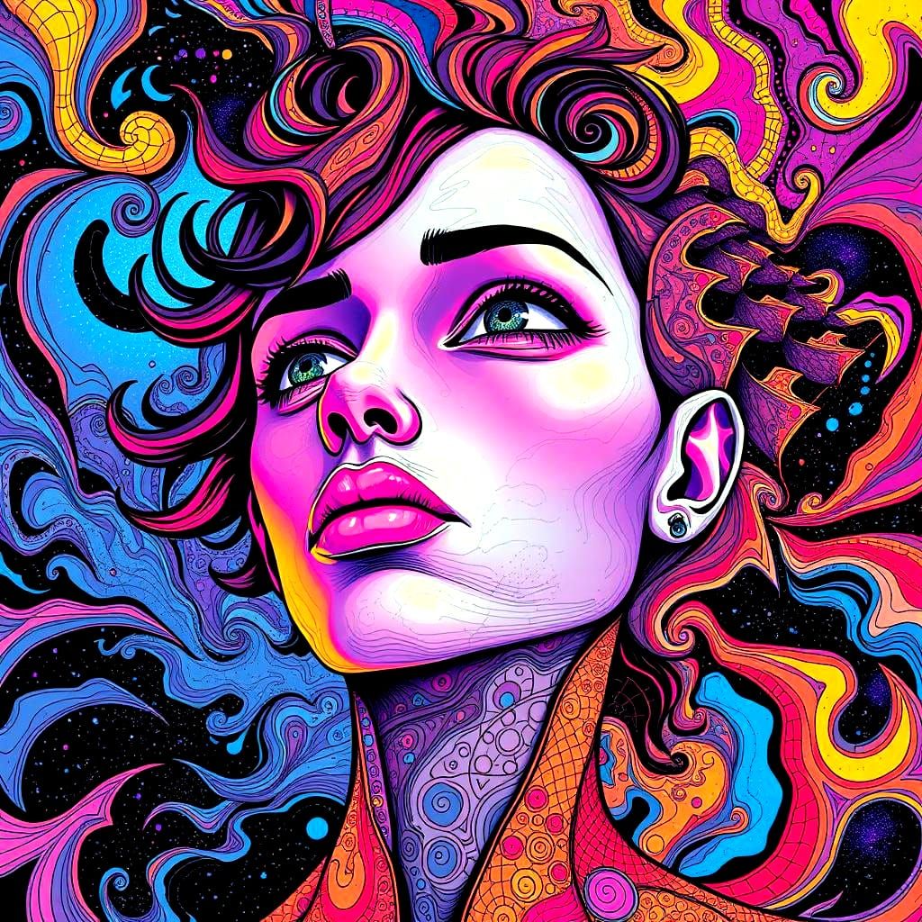 Surreal Cosmic Portrait in Max Ernst Style