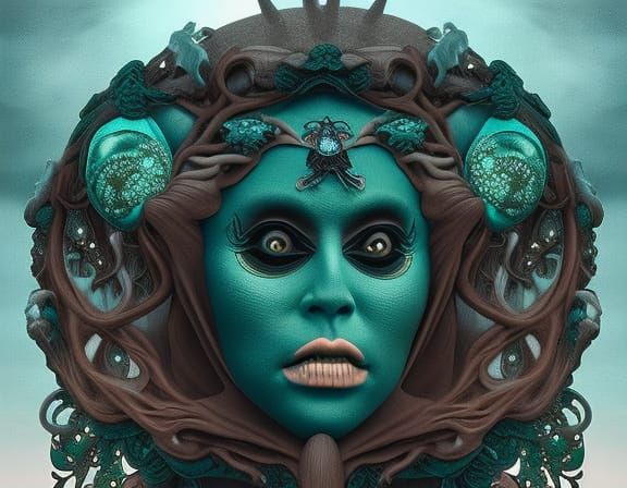 Surreal Waterhead Baby Portrait in Apocalyptic Landscape