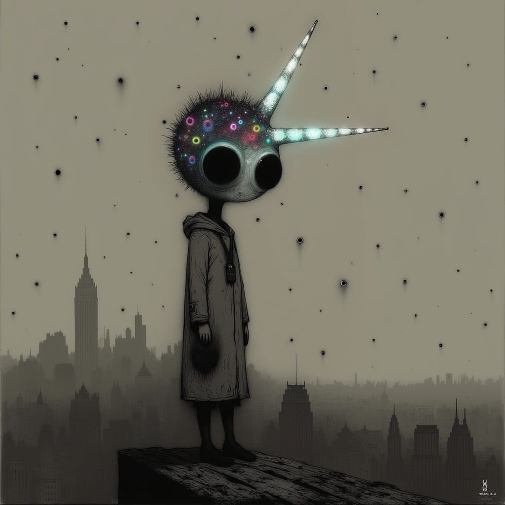 Celestial Unicorn Amidst Dark Mystique