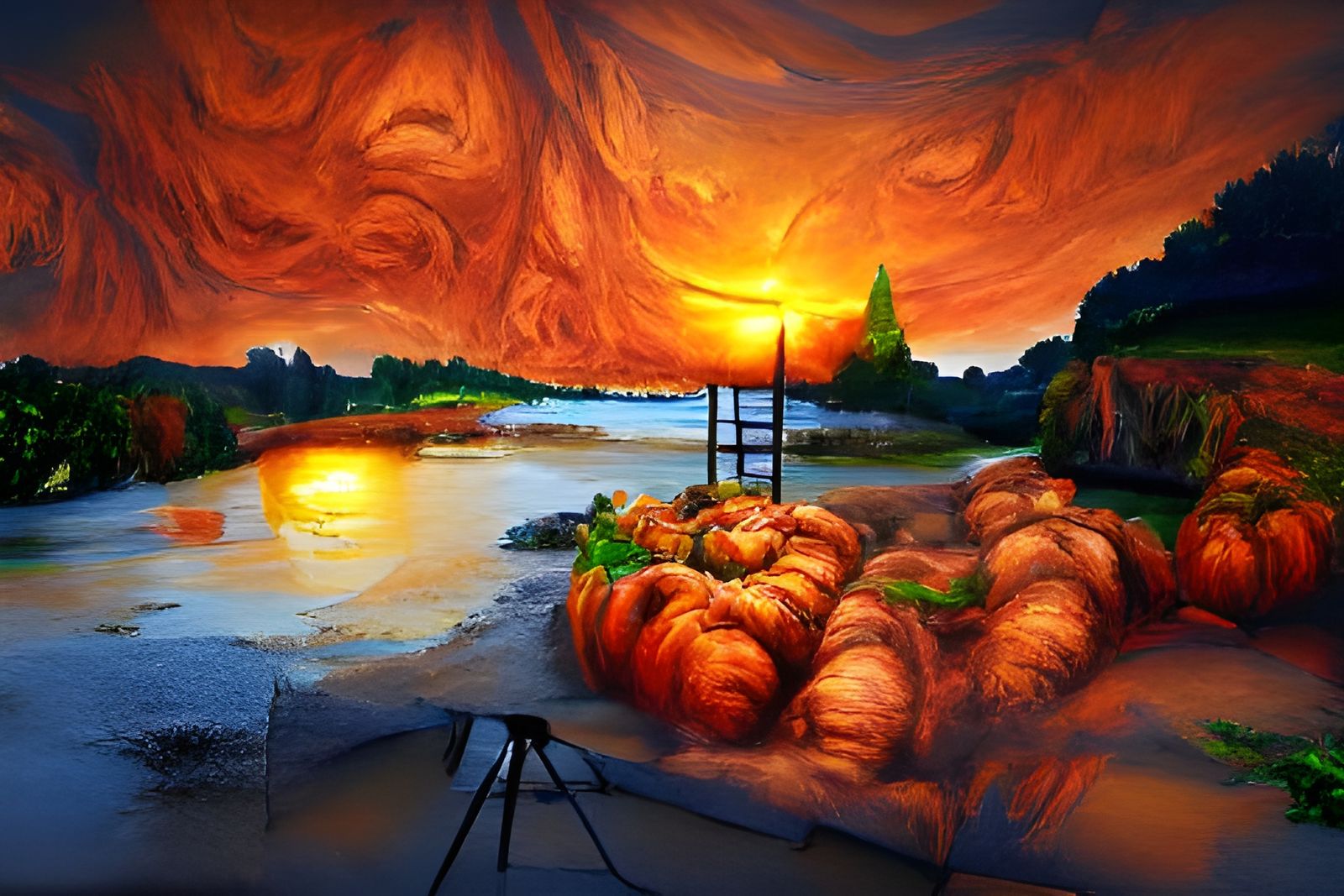 Pumpkin Spice Sunset: Impasto Watercolor in 8k
