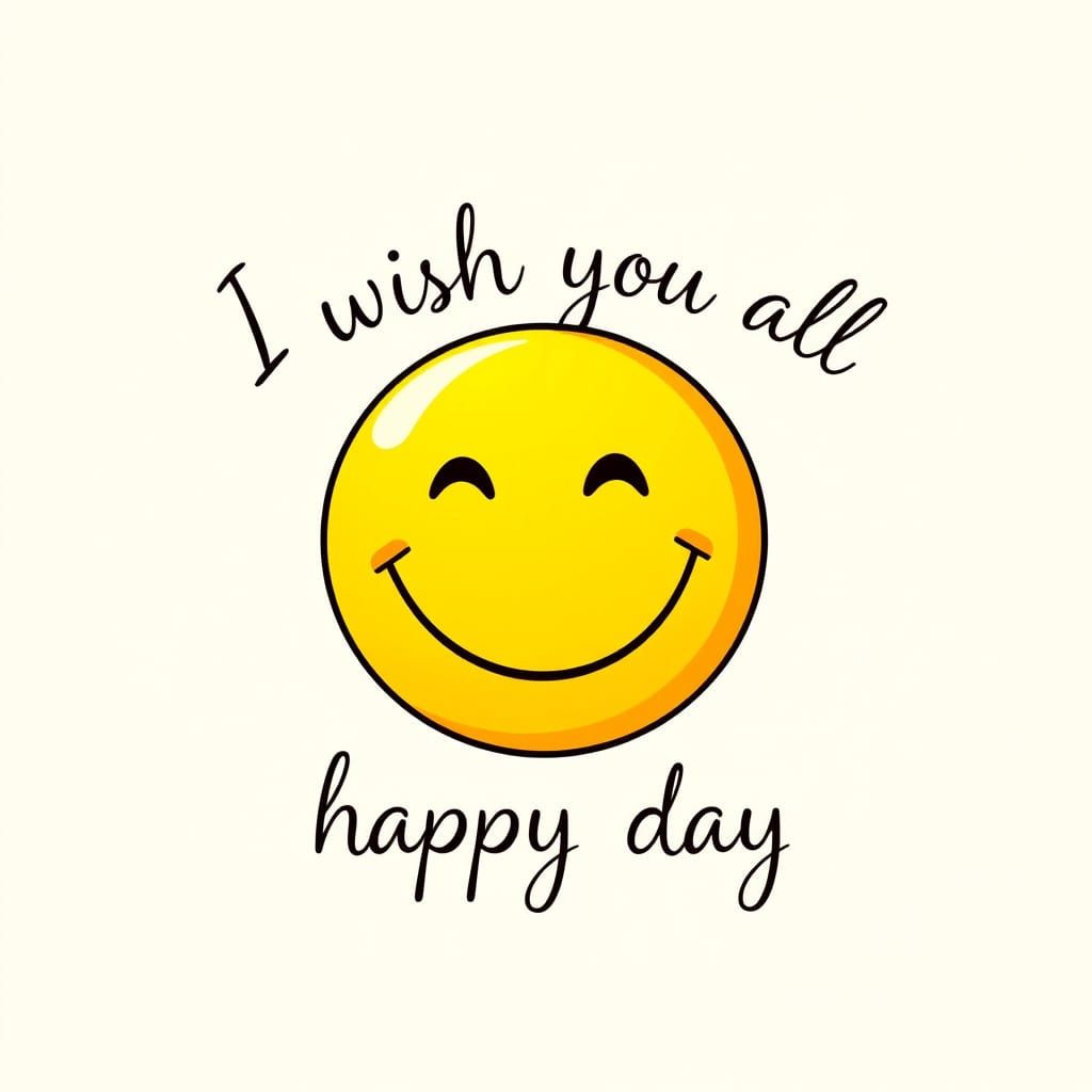 Cheerful Yellow Smiley Face with Happy Day Message