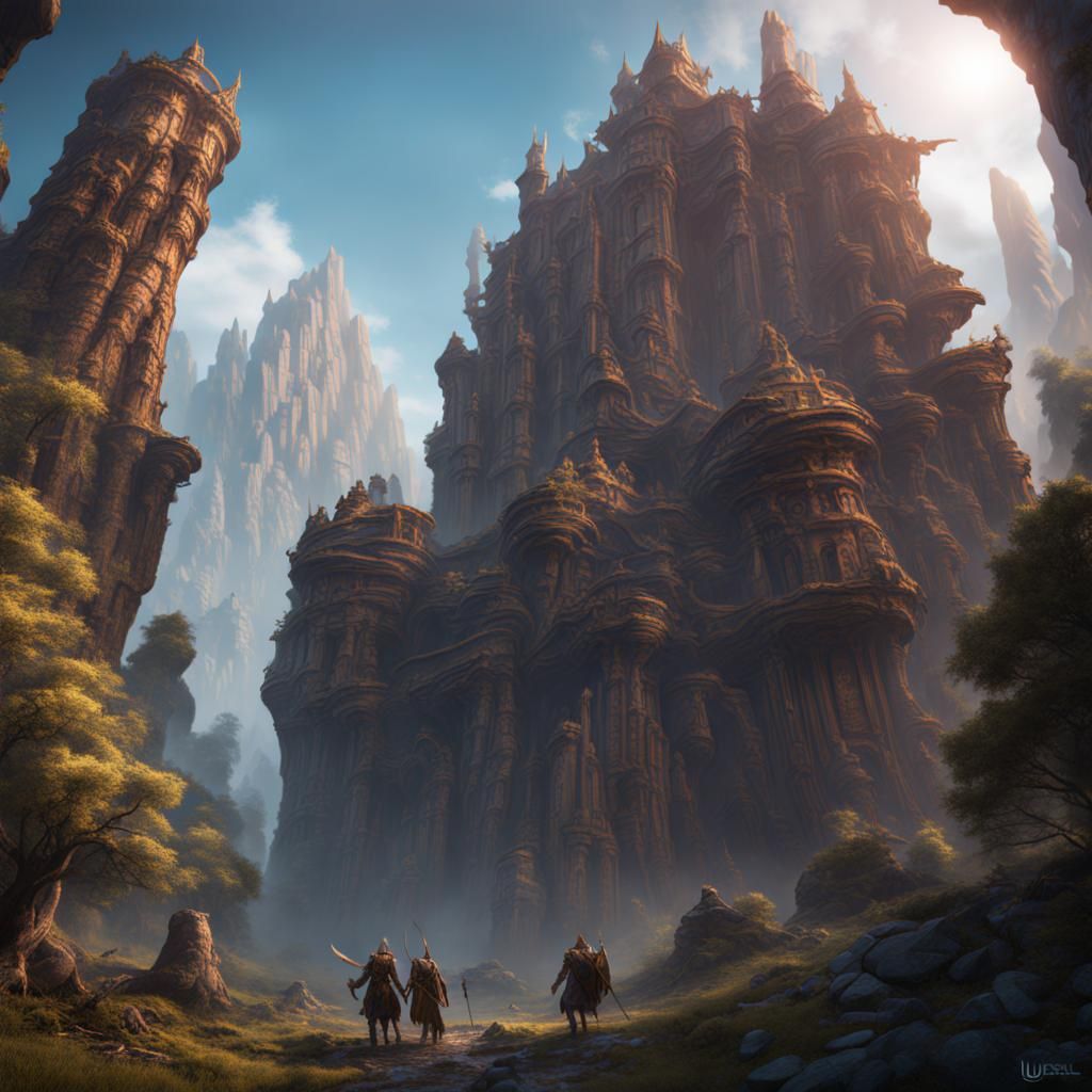 Fantastical Giants in Detailed Matte Painting