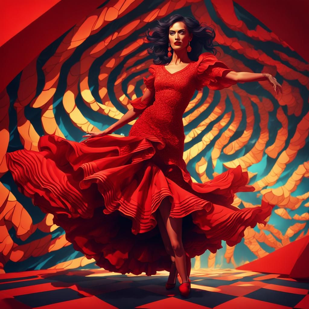 Flamenco Dancer in Pop Art Style