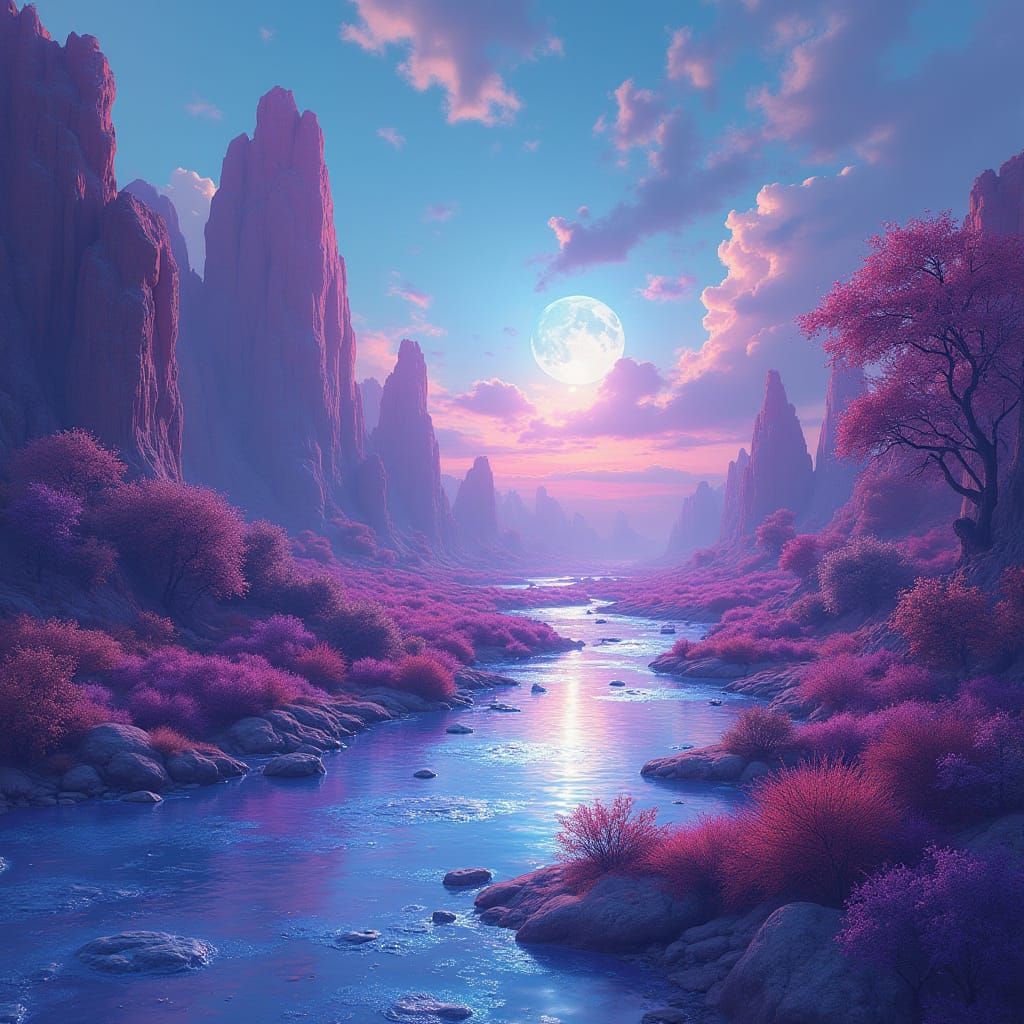 Iridescent Dreamscape in Digital Art Style