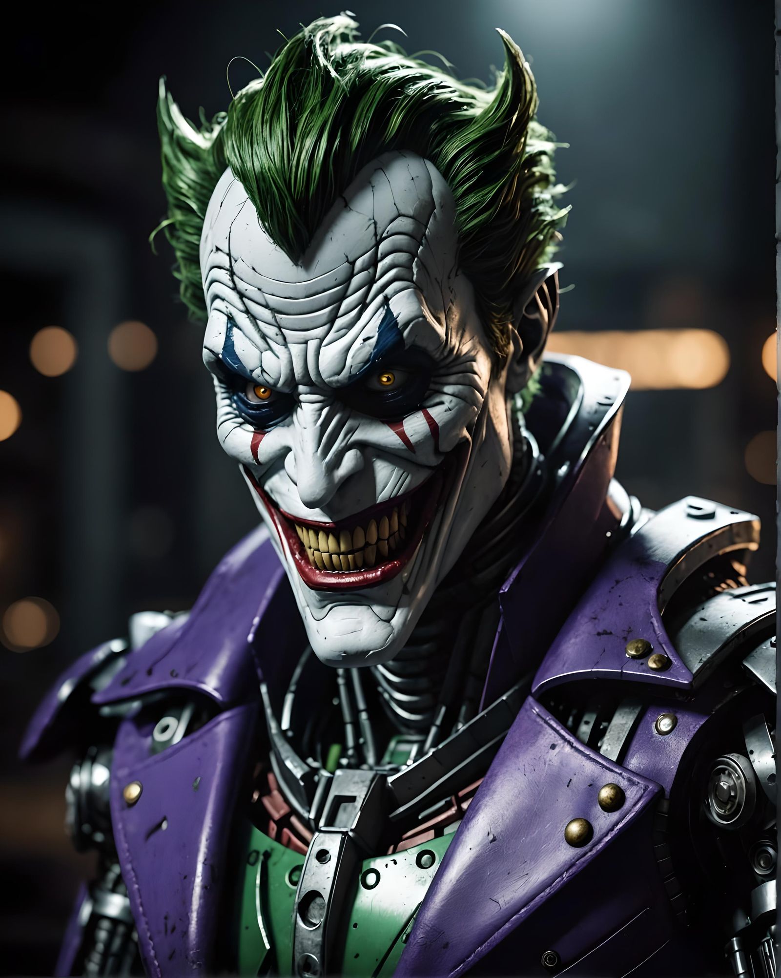 Evil Joker Robot in DC Comic Style