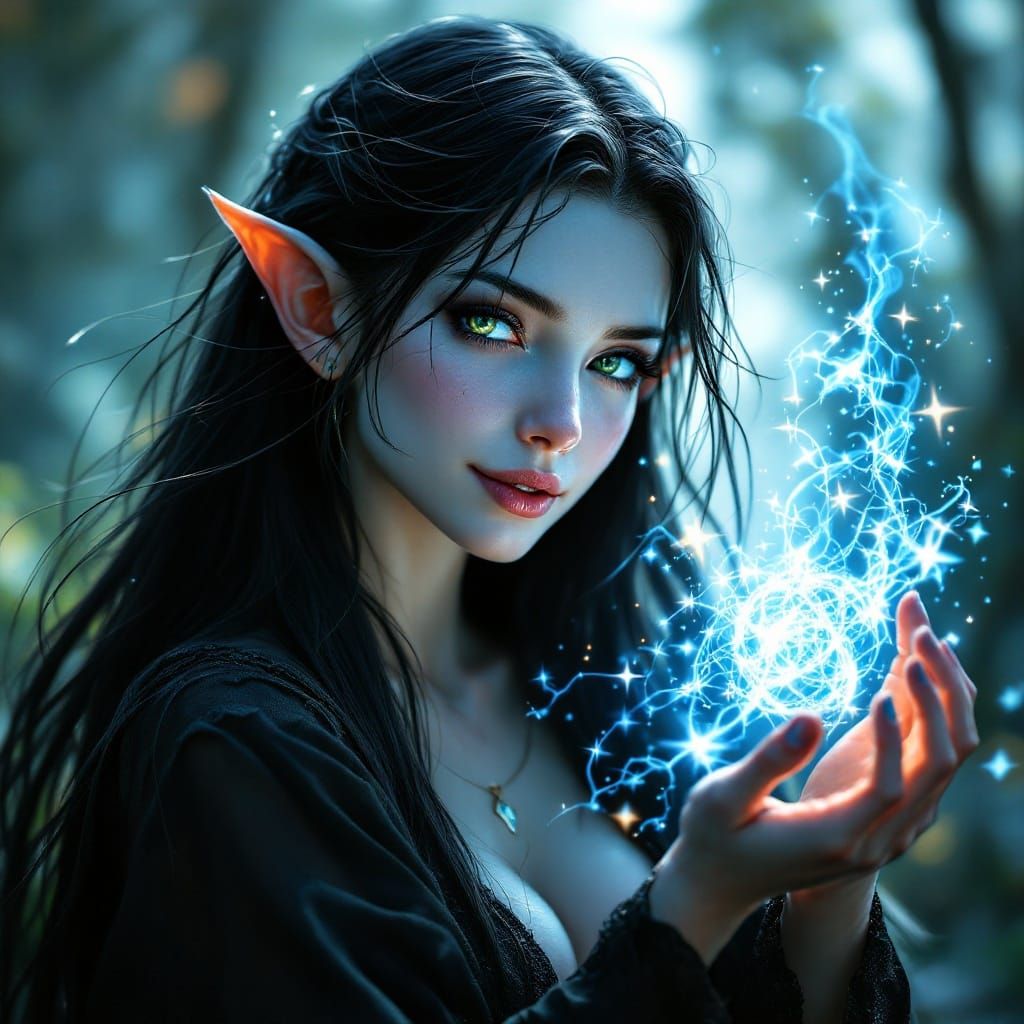 Ethereal Fantasy Elf in Soft Blue Hues