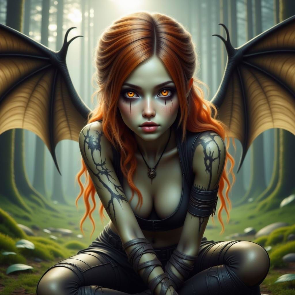 Demon Dragon Fairy Soars Amidst Dark Skies