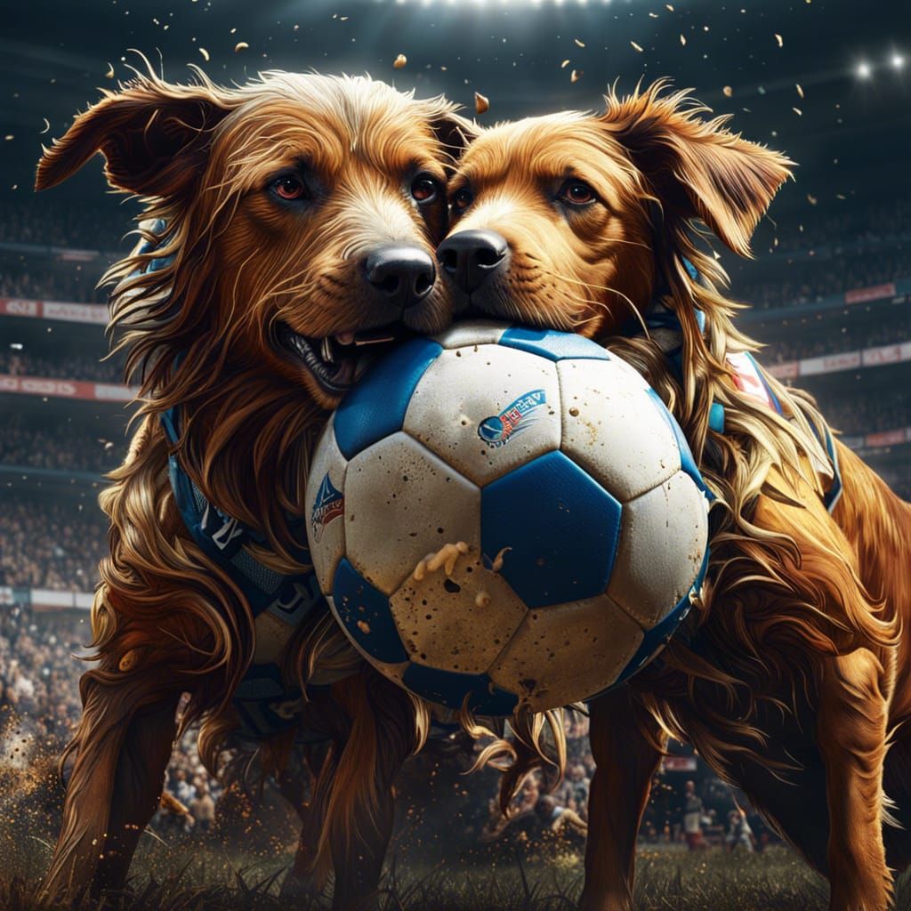Dogs playing football (A)