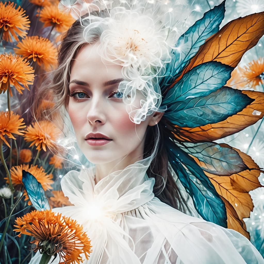 Ethereal Woman in Surreal Infrared Dreamscape