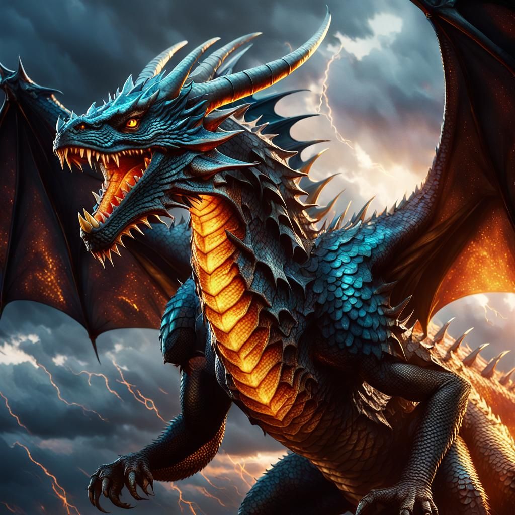 Hyper-Realistic Dragon in Golden Hour