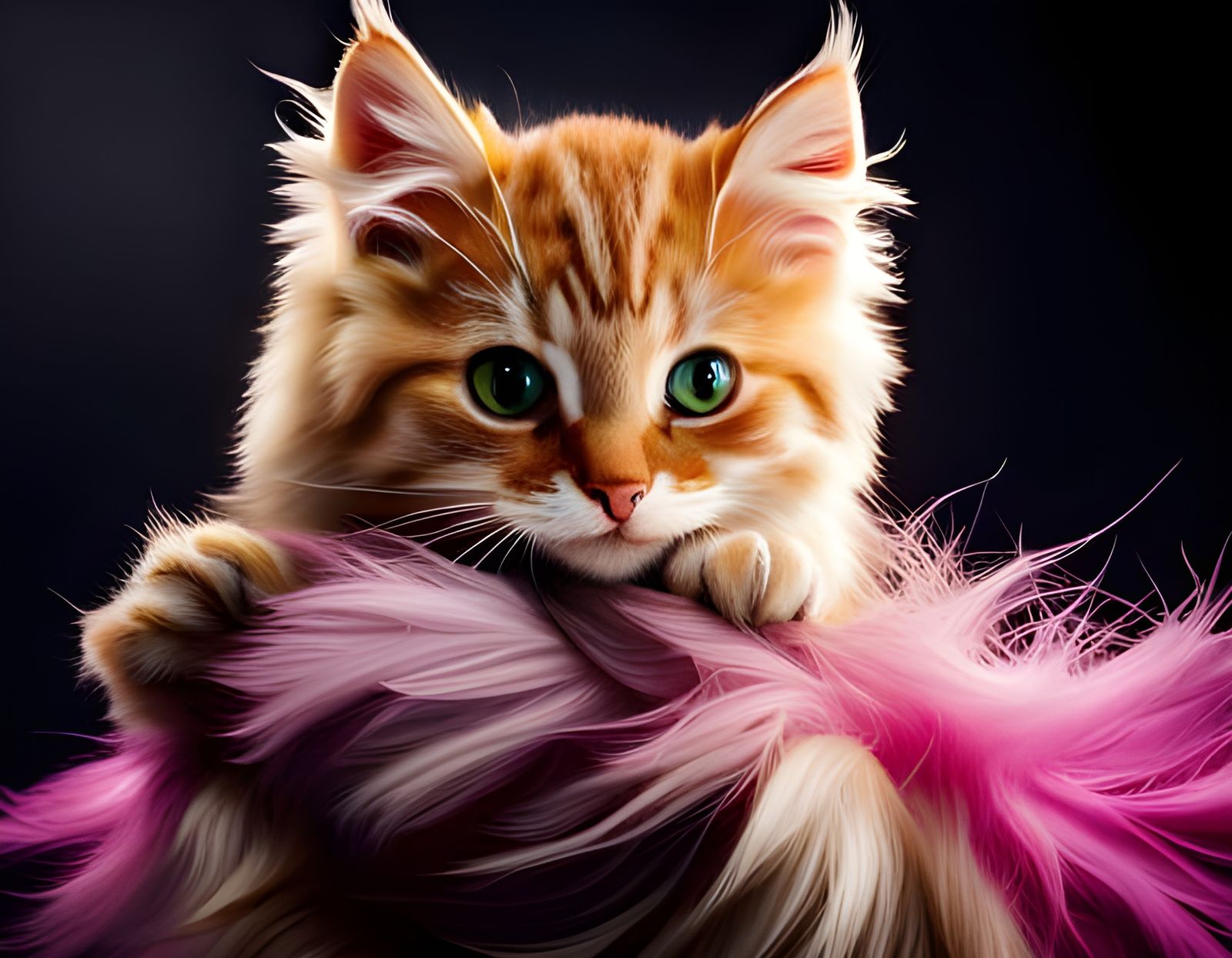 Adorable Kitten with Green Eyes and Pink Nose