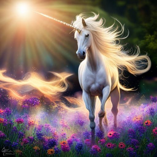 Unicorn Galloping Through Cosmic Universe in Tie-Dye Glitter