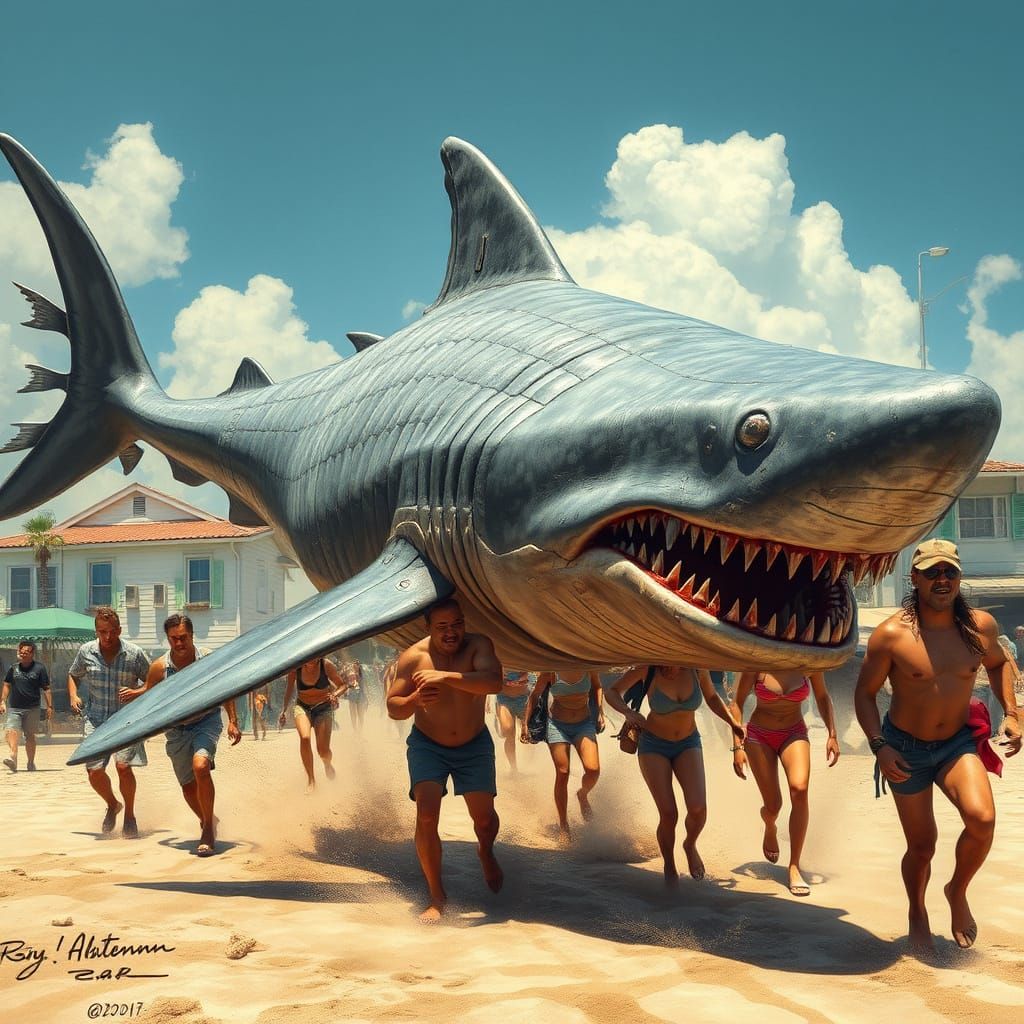 Giant Armored Land Shark Attacks Beach Town