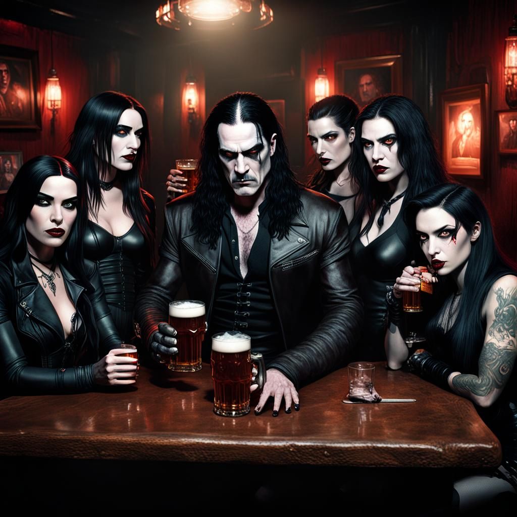 Peter Steele Surrounded by Goth Girls: Hyperrealistic Art