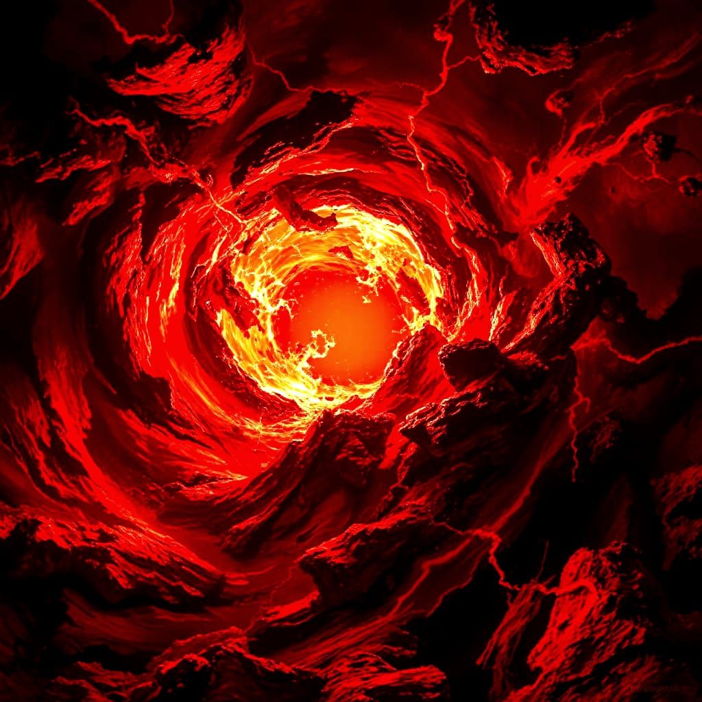 Crimson Tempest: Abstract Art of Fiery Storm