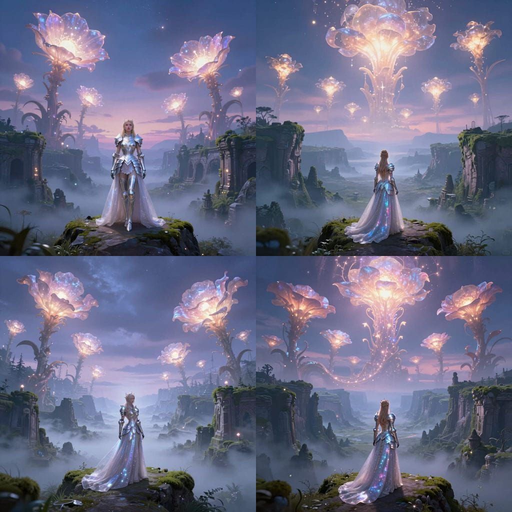 Ethereal Princess in Bioluminescent Valley