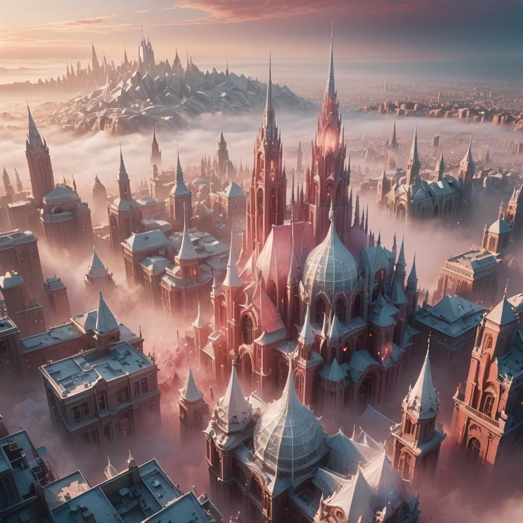 Dreamlike Cityscape: Surreal Digital Matte Painting