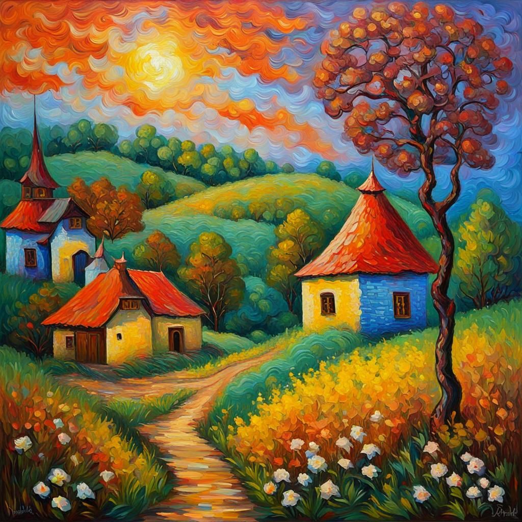 Ukrainian Folk Tales in Neo-Impressionist Style