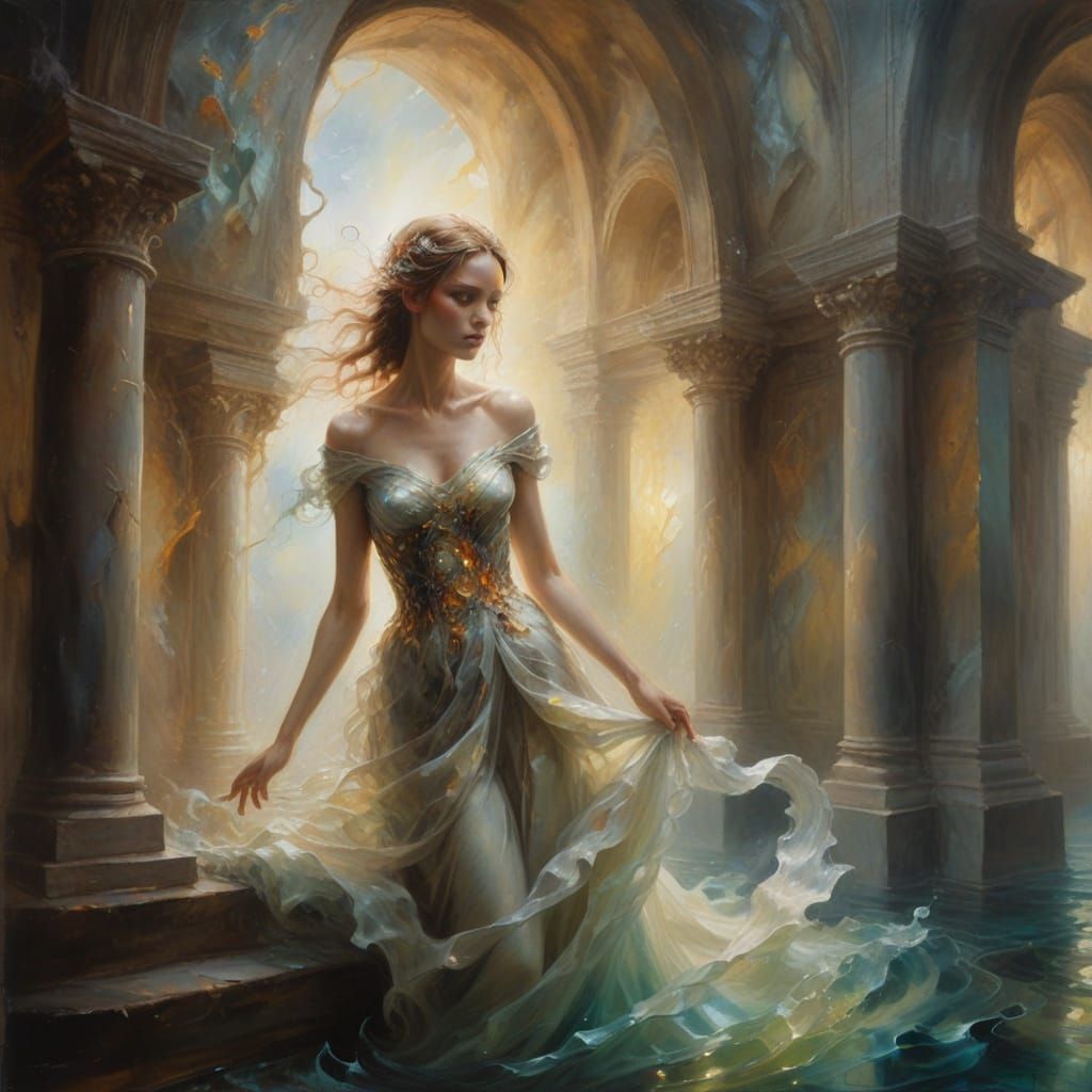 Surreal Creature Emerges from Darkness in Oil Painting