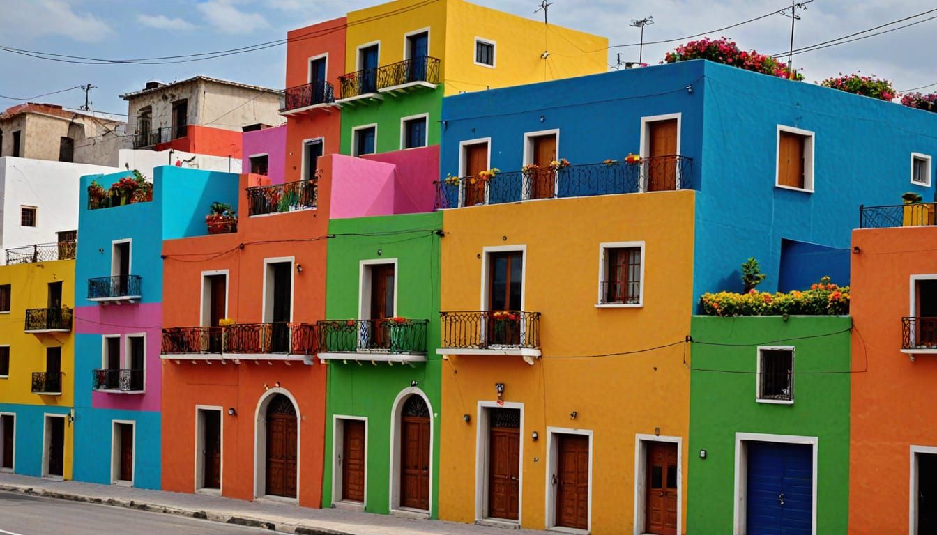 colorful houses Mexico