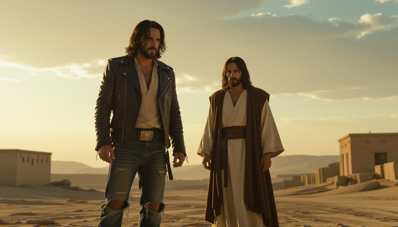 Modern Rebel and Jesus: Cinematic Film Still
