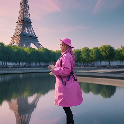 Eiffel Tower Concept Art: Hyperrealistic Woman