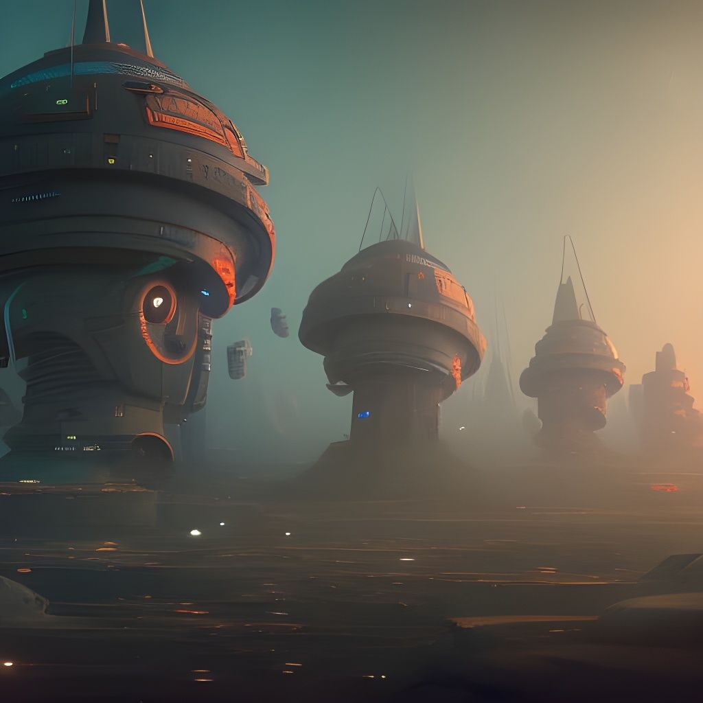 Fantastical Spaceship Colony Concept Art