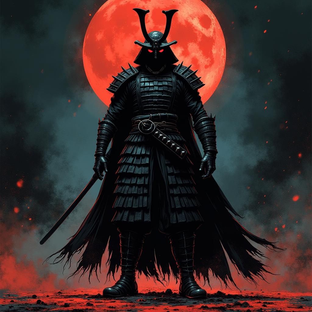 Gritty Samurai Warrior in Comic Style