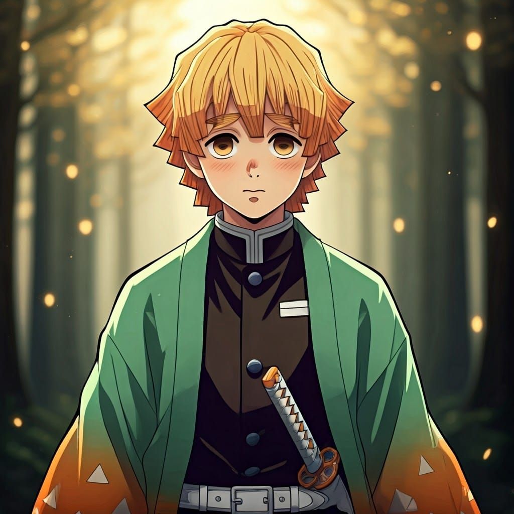 Timid Demon Slayer in Misty Forest, Inspired by Kengo Kaji a...