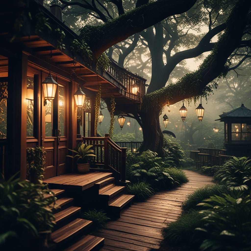 Modern Treehouse Sanctuary with Solar Powered Ambiance
