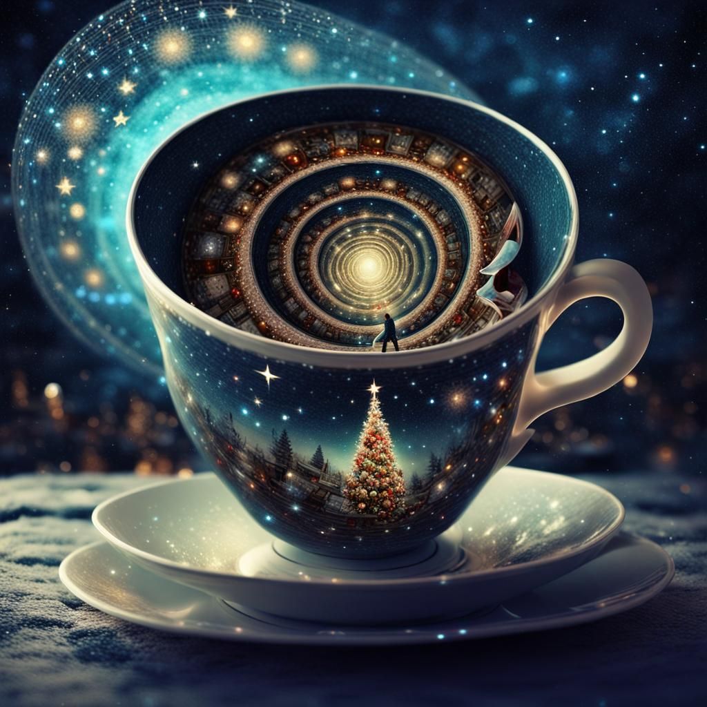 Surreal Spiraling Teacup Portal to a Galaxy