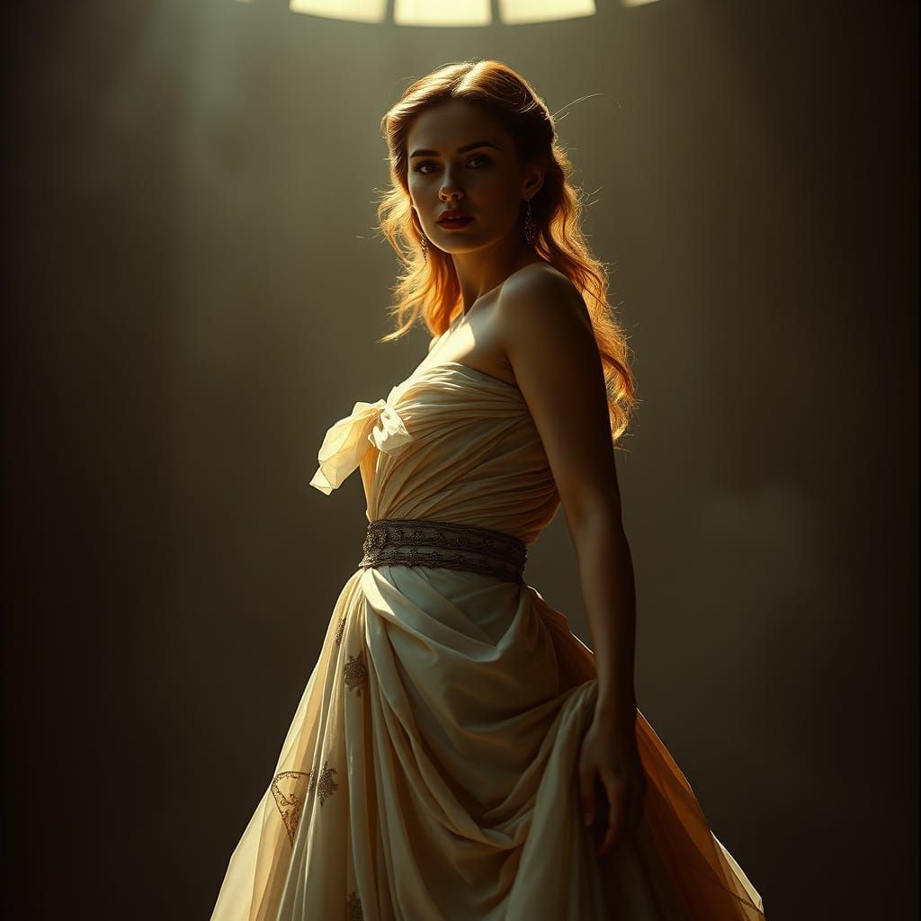 Hyperreal Portrait of a Majestic Woman in Elegant Gown