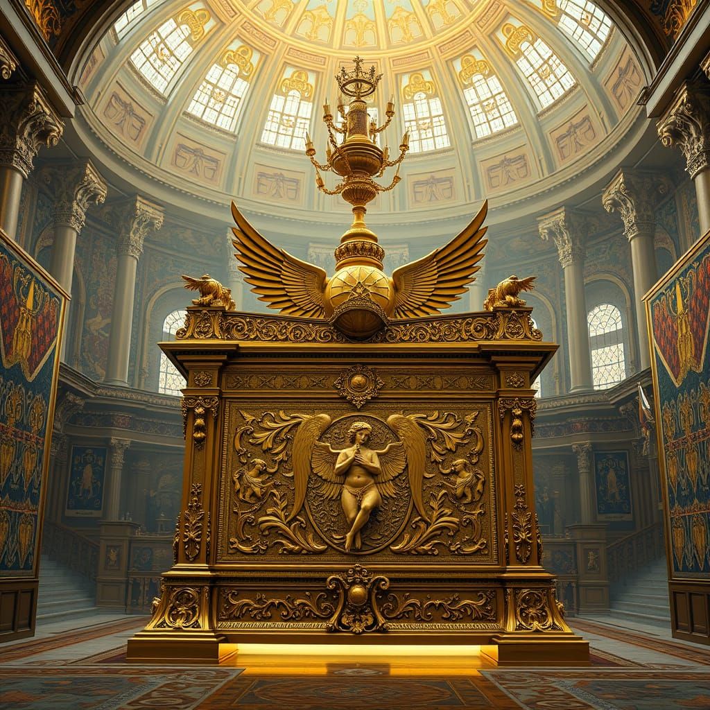 Ornate Ark of The Covenant in Hebrew Temple