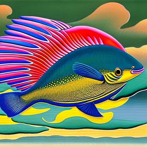 Psychedelic Angel Fish in Surreal Ocean