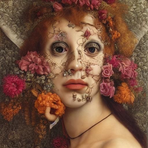 Hopeful Pretty Face in Synthetism 3D Hyperrealism