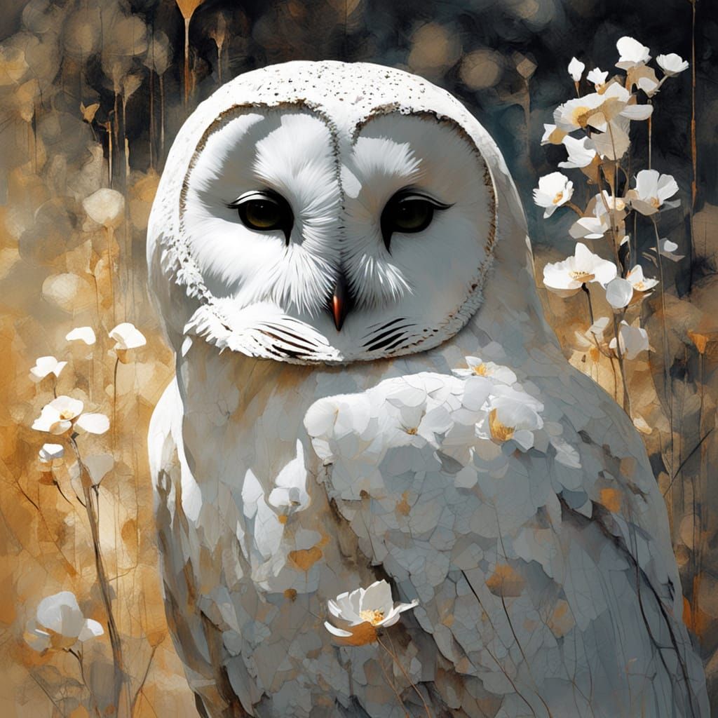 Ethereal Owl in Mystical Bioluminescent Forest