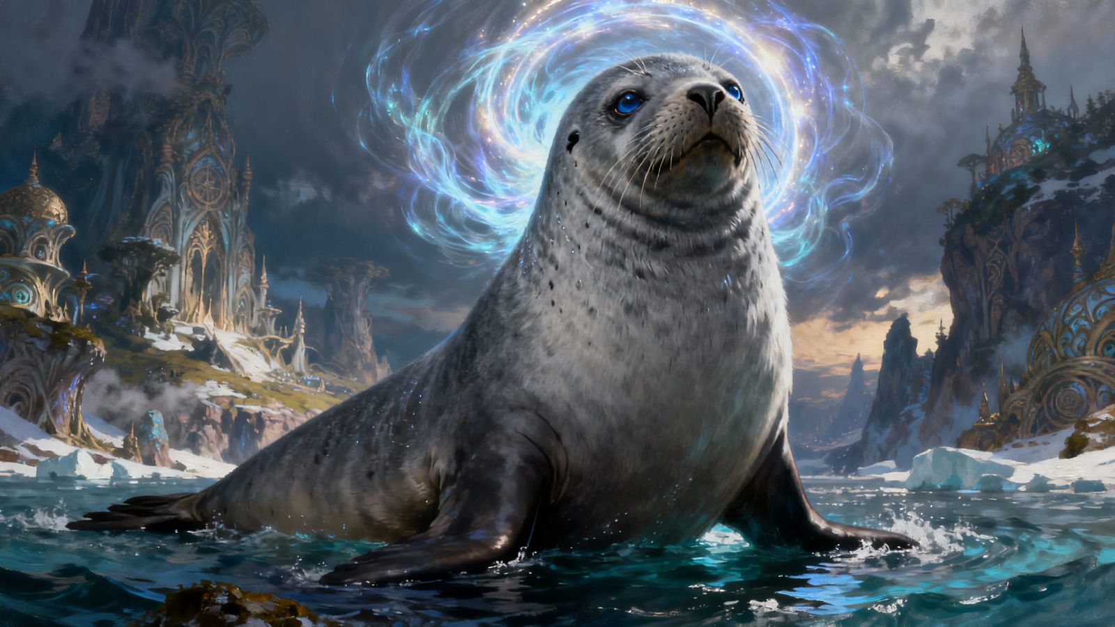 Arctic Demi-God Grey Seal in Ethereal Light
