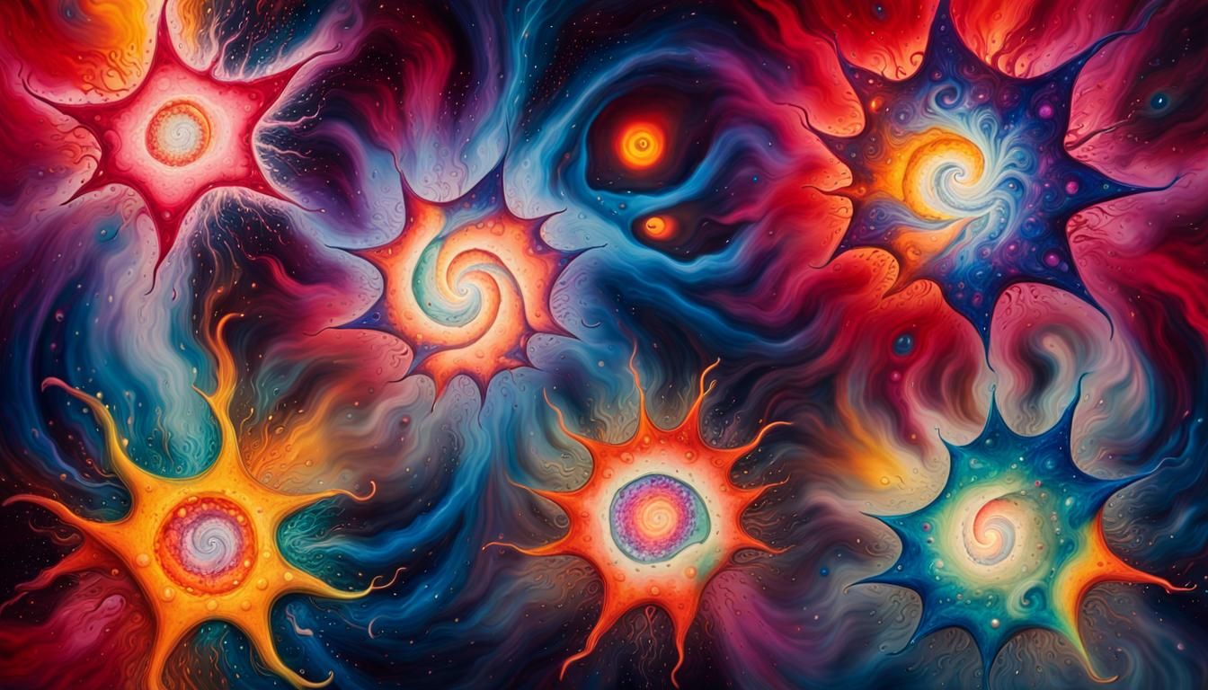 Cosmic Stars in Tunnels: Surreal Abstract Expressionism