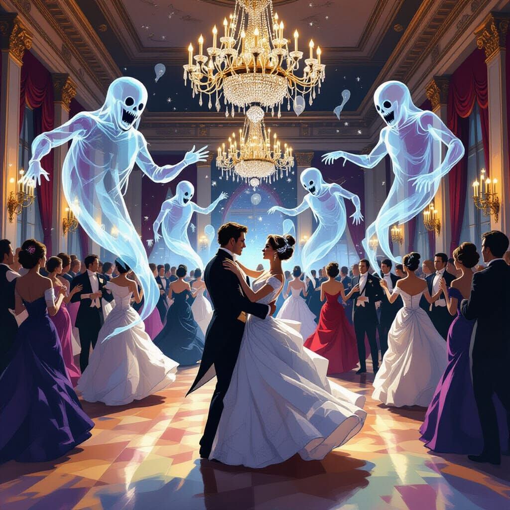 Ghosts Haunt Elegant 19th Century New Year's Ball
