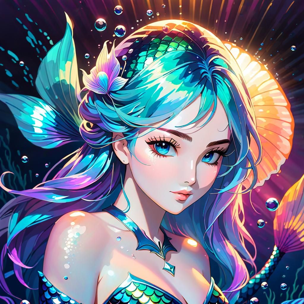 Holographic Mermaid in Underwater Gothic Horror